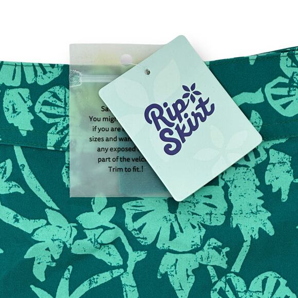 RipSkirt Floral Hibiscus Short Length 1 Adjustable Wrap Skirt Size Medium Green - Picture 6 of 7